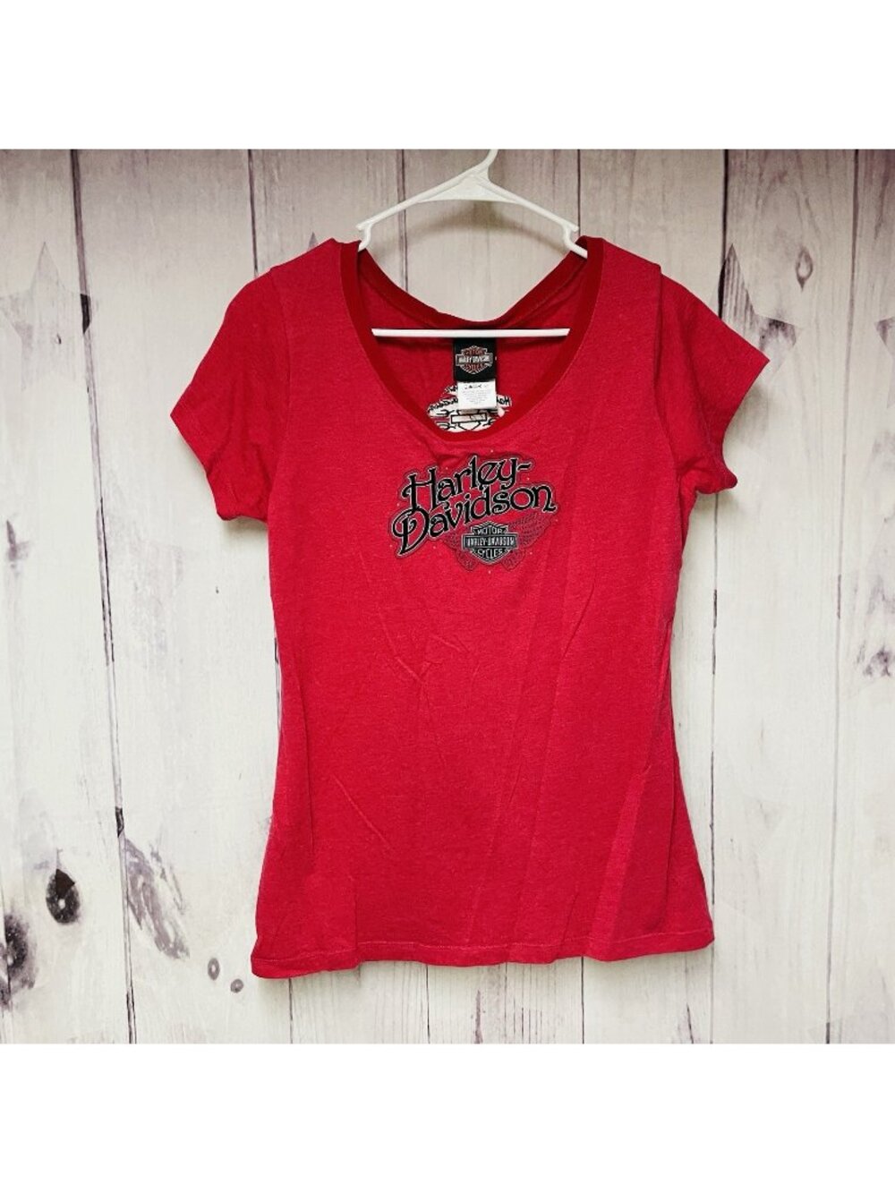 Harley Davidson Longhorn Grand Prairie TX Women's Size XL Shirt Pink Studded